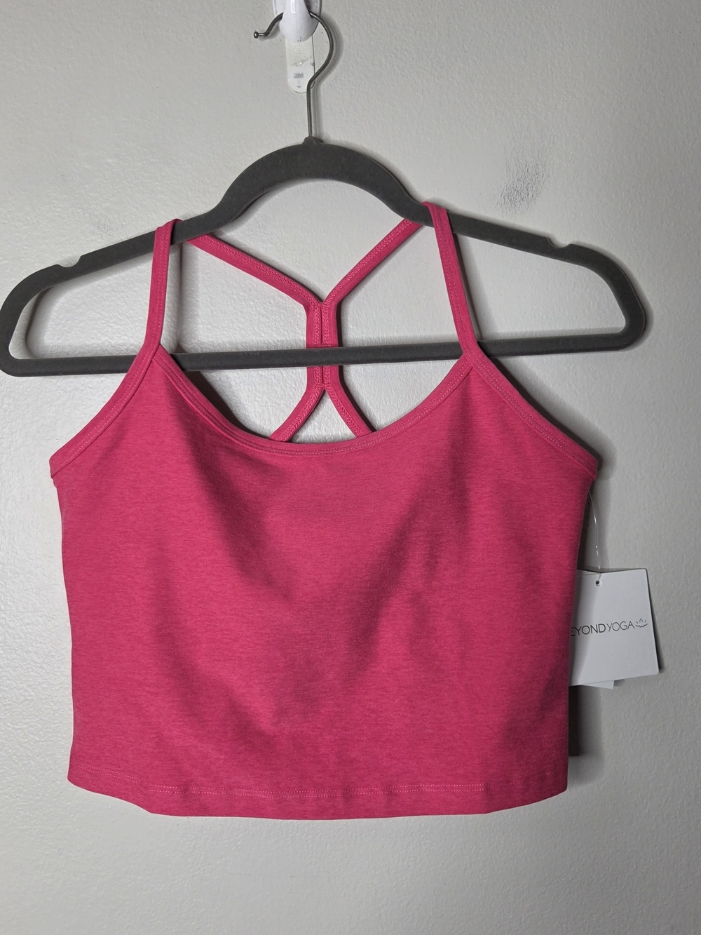 Beyond Yoga Women's Space-Dye Pink Racerback Workout Crop Tank Top